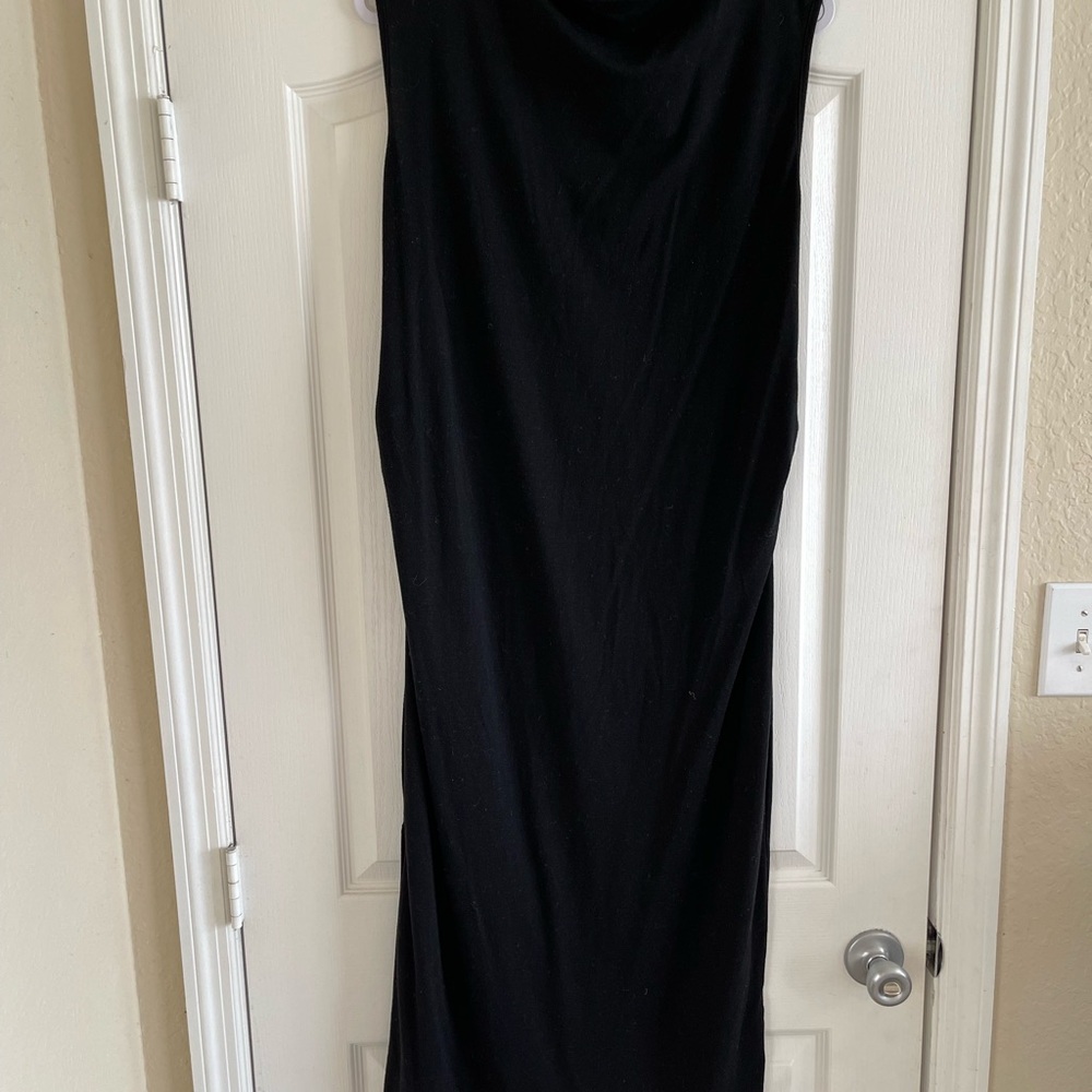 SHEIN Curve Classic Black Women’s Dress - Sleek Bodycon Style, Ruched Sides
